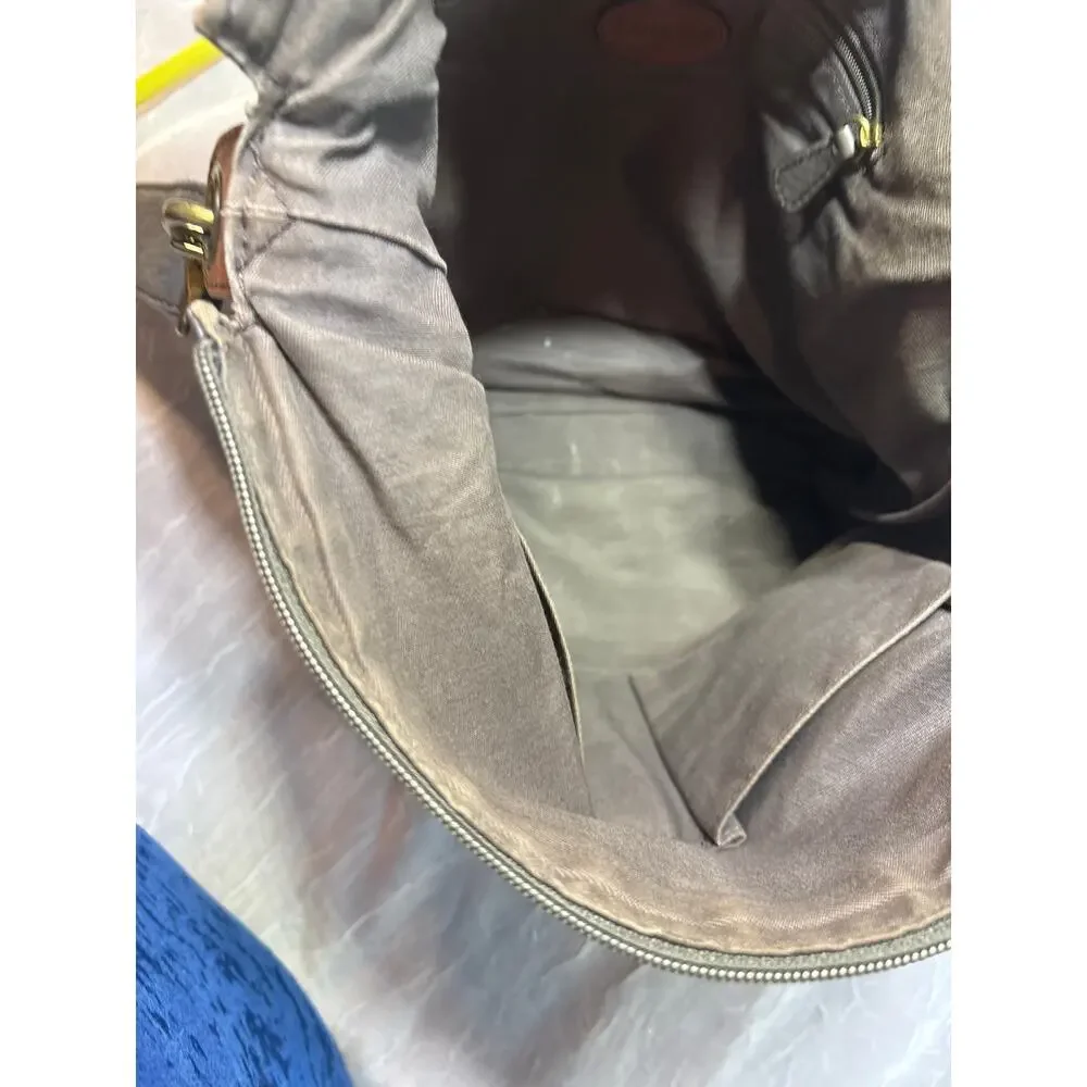 Fossil Morgan Traveler Gray Pebbled Leather Crossbody Messenger Bag